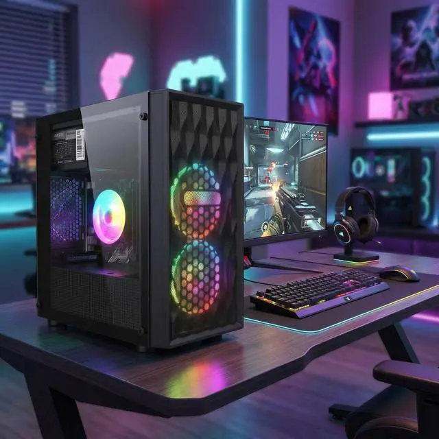 Alt view image 5 of 5 - STGAubron Gaming PC Computer Desktop, Intel Core i7 8th Gen up to 4.1GHz, Radeon RX 590 8G Graohics, 16G DDR4 RAM, 512G SSD, WIN11H