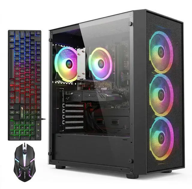 Main image of STGAubron Gaming PC Computer Desktop, AMD Ryzen 7 5700G up to 4.6G, GeForce RTX 3050 6G, 16G DDR4, 1T SSD, WiFi 6, BT 5.2, RGB Fan x4, Windows 11 Home