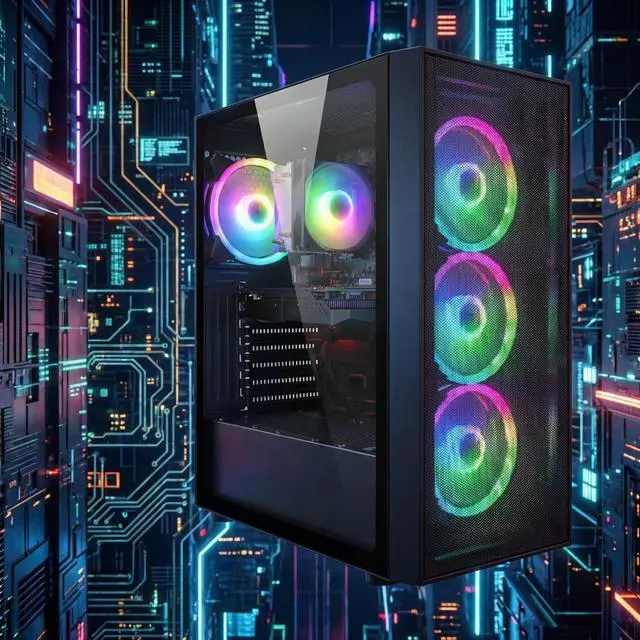 Alt view image 4 of 6 - STGAubron Gaming PC Computer Desktop, AMD Ryzen 7 5700G up to 4.6G, GeForce RTX 3050 6G, 16G DDR4, 1T SSD, WiFi 6, BT 5.2, RGB Fan x4, Windows 11 Home