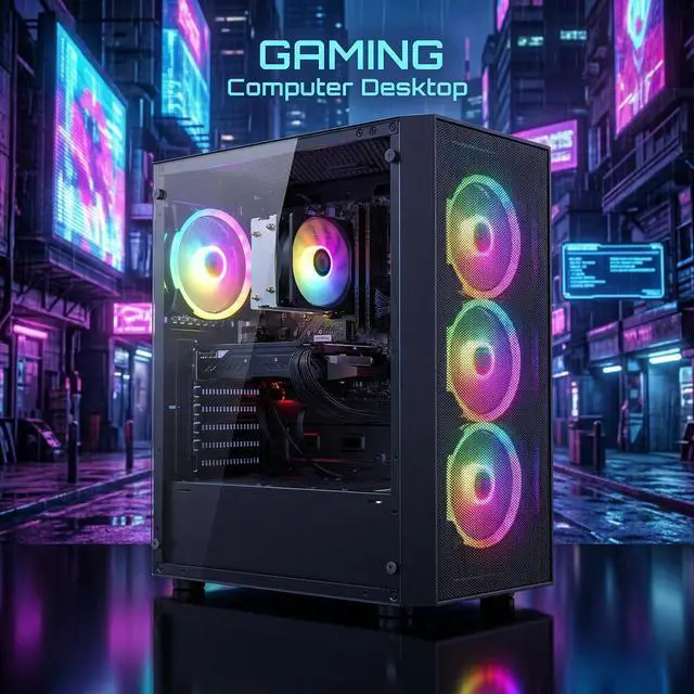 Alt view image 5 of 6 - STGAubron Gaming PC Computer Desktop, AMD Ryzen 7 5700G up to 4.6G, GeForce RTX 3050 6G, 16G DDR4, 1T SSD, WiFi 6, BT 5.2, RGB Fan x4, Windows 11 Home