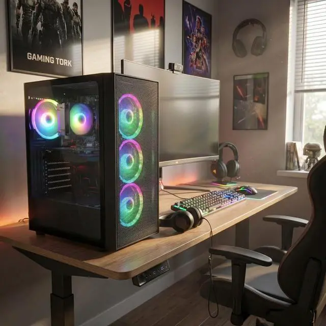 Alt view image 6 of 6 - STGAubron Gaming PC Computer Desktop, AMD Ryzen 7 5700G up to 4.6G, GeForce RTX 3050 6G, 16G DDR4, 1T SSD, WiFi 6, BT 5.2, RGB Fan x4, Windows 11 Home