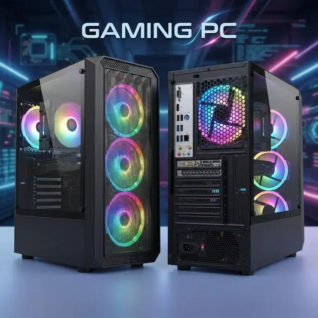 Alt view image 3 of 5 - STGAubron Gaming PC Computer, Intel Core i5-13400F up to 5.0GHz, GeForce RTX 3050 6G, 16G DDR4, 512G SSD, WiFi 6, BT 5.2, RGB Fan x4, Windows 11 Home