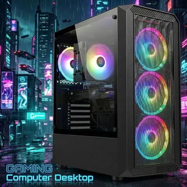 Alt view image 4 of 5 - STGAubron Gaming PC Computer, Intel Core i5-13400F up to 5.0GHz, GeForce RTX 3050 6G, 16G DDR4, 512G SSD, WiFi 6, BT 5.2, RGB Fan x4, Windows 11 Home