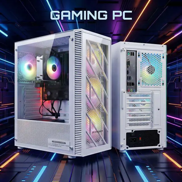Alt view image 3 of 6 - STGAubron RGB PC Computer Desktop, AMD Ryzen 7 5700G up to 4.6G, 16GB DDR4, 1TB SSD, WiFi 6 & BT 5.2, RGB Fan x4, RGB Keyboard & Mouse, Windows 11 Home