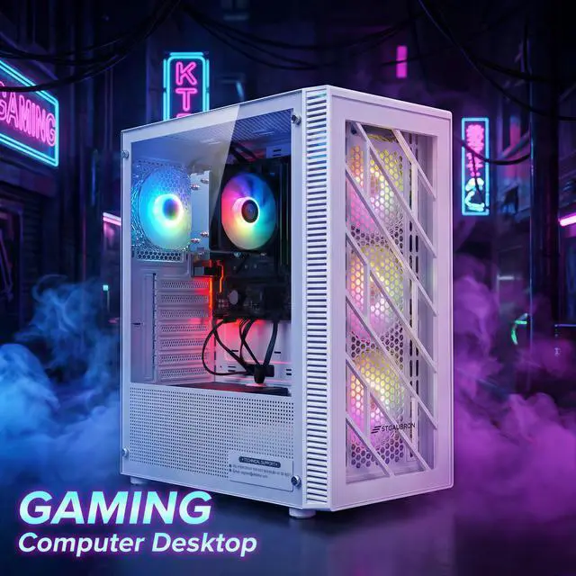 Alt view image 4 of 6 - STGAubron RGB PC Computer Desktop, AMD Ryzen 7 5700G up to 4.6G, 16GB DDR4, 1TB SSD, WiFi 6 & BT 5.2, RGB Fan x4, RGB Keyboard & Mouse, Windows 11 Home