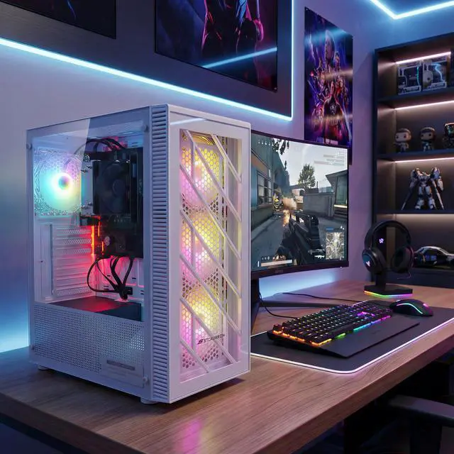 Alt view image 6 of 6 - STGAubron RGB PC Computer Desktop, AMD Ryzen 7 5700G up to 4.6G, 16GB DDR4, 1TB SSD, WiFi 6 & BT 5.2, RGB Fan x4, RGB Keyboard & Mouse, Windows 11 Home