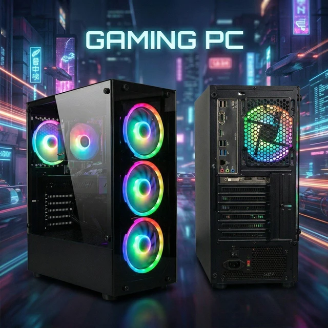 Alt view image 3 of 5 - STGAubron Gaming Desktop PC, AMD Ryzen 5 PRO 2600 up to 3.9G, 16G DDR4, 512G SSD, GeForce RTX 2060 6G, 600M WiFi, BT 5.0, RGB Fan x 4, RGB Keyboard & Mouse, W11H64