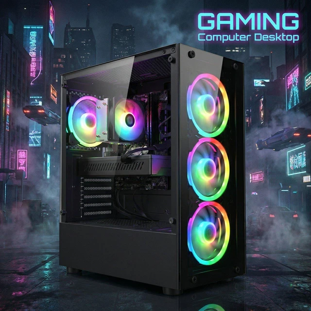 Alt view image 4 of 5 - STGAubron Gaming Desktop PC, AMD Ryzen 5 PRO 2600 up to 3.9G, 16G DDR4, 512G SSD, GeForce RTX 2060 6G, 600M WiFi, BT 5.0, RGB Fan x 4, RGB Keyboard & Mouse, W11H64