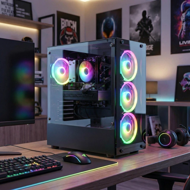 Alt view image 5 of 5 - STGAubron Gaming Desktop PC, AMD Ryzen 5 PRO 2600 up to 3.9G, 16G DDR4, 512G SSD, GeForce RTX 2060 6G, 600M WiFi, BT 5.0, RGB Fan x 4, RGB Keyboard & Mouse, W11H64