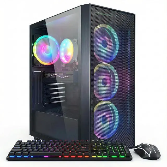 Main image of STGAubron Gaming PC Computer Desktop, Radeon RX 580 8G, Intel Core I7 8th up to 4.1GHz, 16G DDR4, 512G SSD, WiFi 6 , BT 5.2, RGB Fan x4, Windows 11 Home
