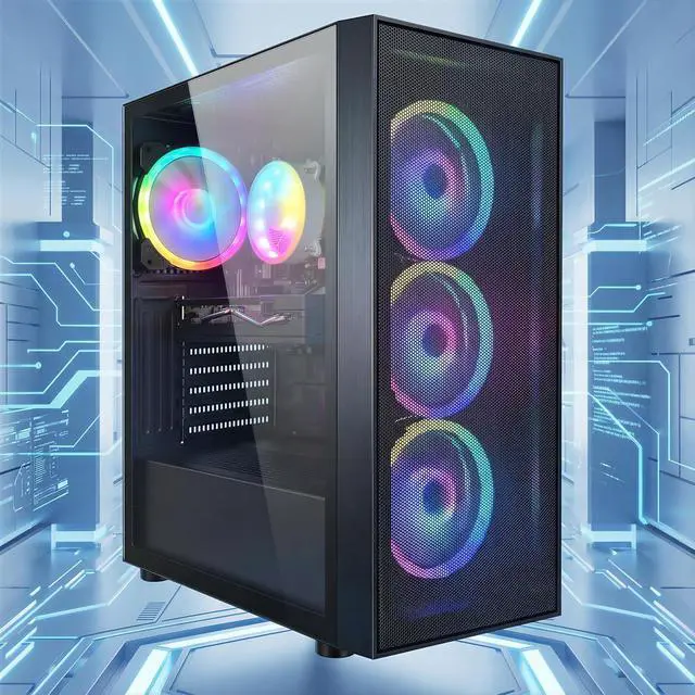 Alt view image 4 of 6 - STGAubron Gaming PC Computer Desktop, Radeon RX 580 8G, Intel Core I7 8th up to 4.1GHz, 16G DDR4, 512G SSD, WiFi 6 , BT 5.2, RGB Fan x4, Windows 11 Home