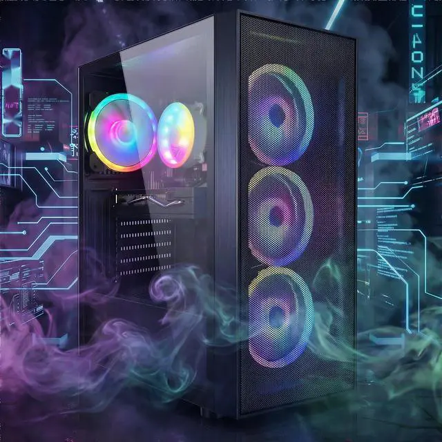 Alt view image 5 of 6 - STGAubron Gaming PC Computer Desktop, Radeon RX 580 8G, Intel Core I7 8th up to 4.1GHz, 16G DDR4, 512G SSD, WiFi 6 , BT 5.2, RGB Fan x4, Windows 11 Home