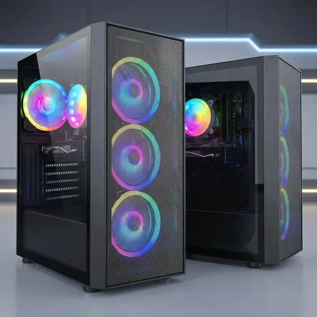 Alt view image 3 of 6 - STGAubron Gaming PC Computer Desktop, Radeon RX 580 8G, Intel Core I7 8th up to 4.1GHz, 16G DDR4, 512G SSD, WiFi 6 , BT 5.2, RGB Fan x4, Windows 11 Home