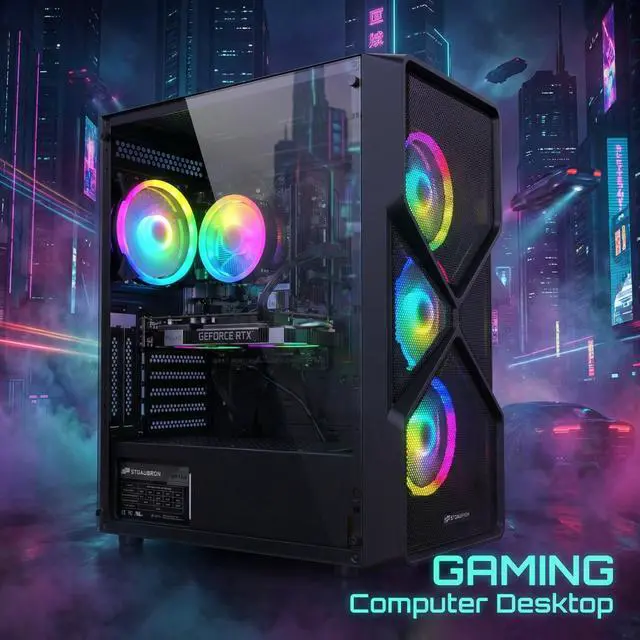 Alt view image 4 of 6 - STGAubron Gaming PC Computer Desktop, Intel Core i5-9400F up to 4.1Ghz, GeForce RTX 2060 6G Graphics, 16GB DDR4 RAM, 1TB SSD, WIN11H