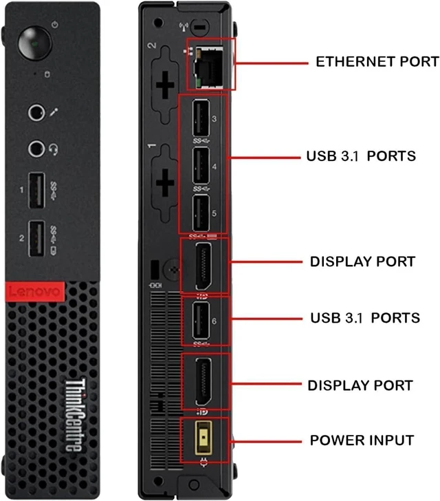 Alt view image 3 of 4 - Lenovo ThinkCentre M910Q Tiny Form Factor Desktop Computer, Core i7-6700T up to 3.6GHz, 32GB DDR4, 1TB Solid State Drive, Windows 11 Pro