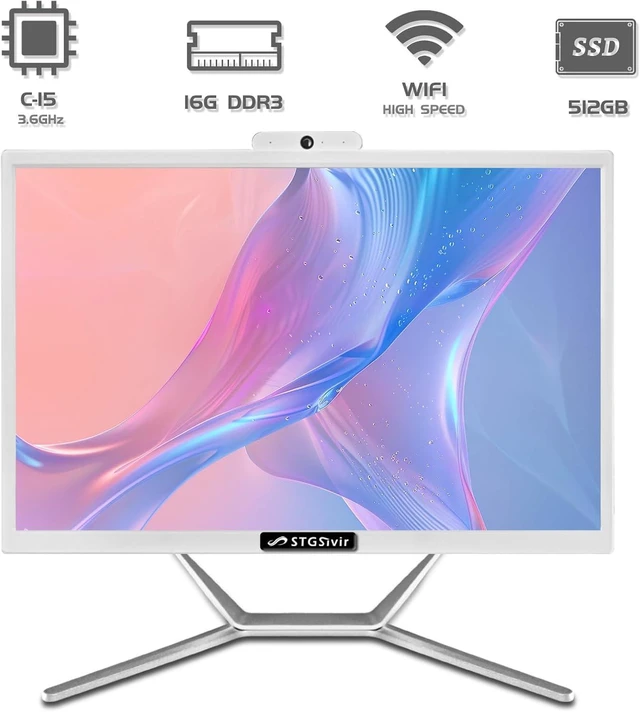 Alt view image 2 of 7 - STGSivir All in One Desktop Computer, 22" Display, Intel Quad Core i5 up to 3.6GHz, 16G RAM, 512G SSD, WiFi, Bluetooth, RGB Keyboard & Mouse & Mouse Pad, Webcam, Windows 11 Home