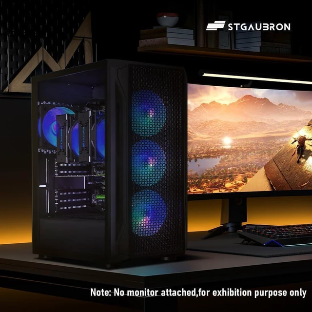 Alt view image 5 of 5 - STGAubron Dual CPU Gaming PC, Dual Intel i7 Xeon E5 up to 3.7GHz, Radeon RX 580 8G, 16G DDR4, 512G SSD, WiFi 6, BT 5.0, RGB Fan x 4, Windows 11 Pro