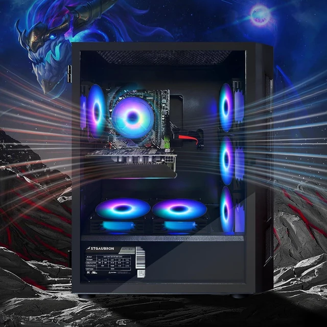 Alt view image 3 of 6 - STGAubron Gaming PC Computer Desktop, GeForce GTX 1660 Super 6G, Intel Core i7 up to 3.9G, 16G RAM, 512G SSD, WiFi, BT 5.0, RGB Fan x6, Windows 11 Home