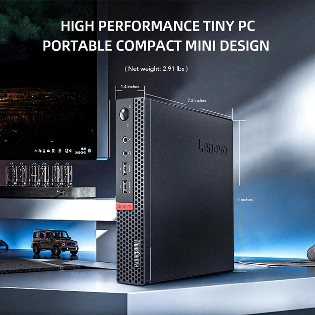 Alt view image 3 of 7 - Lenovo ThinkCentre M710Q Tiny Form Factor Desktop Computer, Core i7-6700T up to 3.6GHz, 16GB DDR4, 256GB Solid State Drive