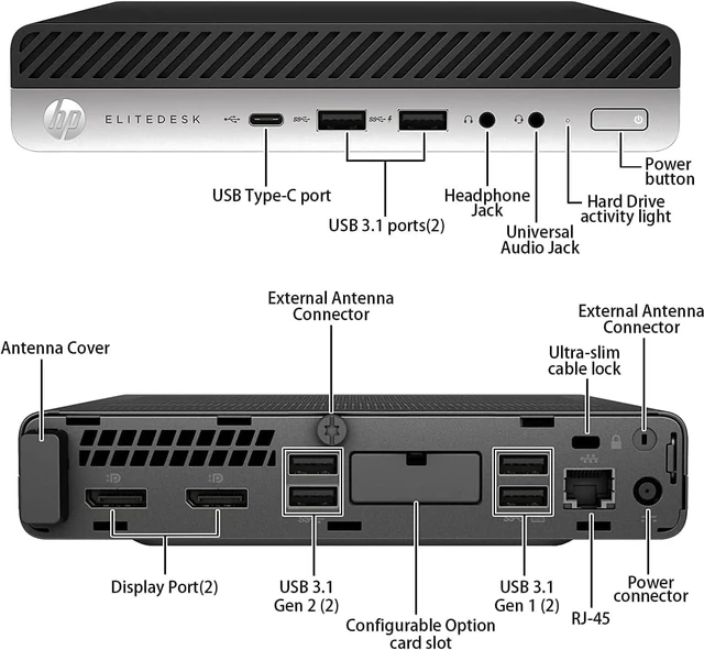 Alt view image 4 of 7 - HP EliteDesk 800G5 Mini Form Factor Desktop Computer, Core i5-9500T up to 3.7GHz, 32GB DDR4, 512GB Solid State Drive, Windows 11 Pro
