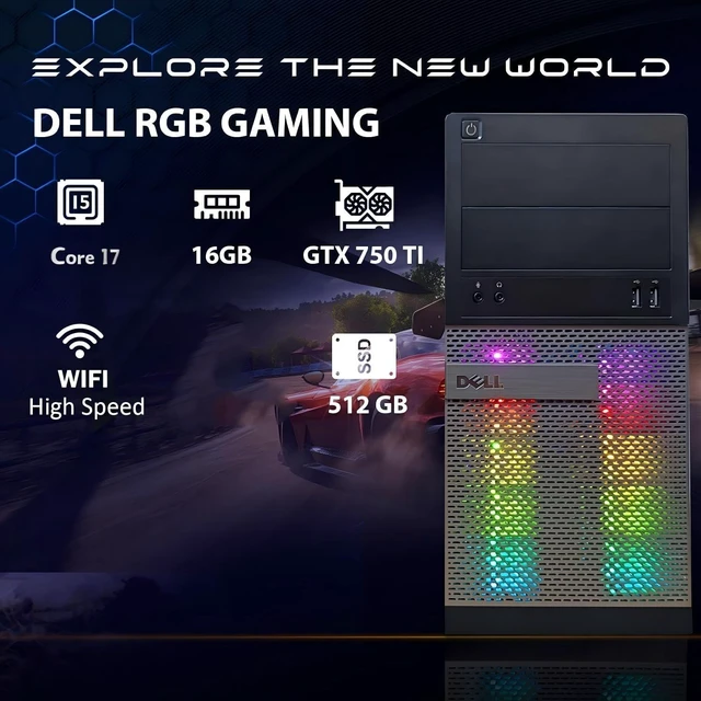 Alt view image 3 of 5 - Dell Gaming OptiPlex Desktop RGB Computer PC, Intel Core I7, GeForce GTX 1660 Super 6GB GDDR6, 16GB RAM, 256GB SSD, WiFi, Windows 11 Pro
