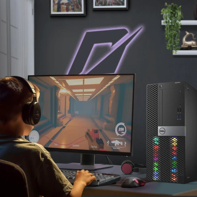 Alt view image 5 of 7 - Dell Gaming OptiPlex Desktop RGB Computer PC, Core i7-6700 up to 4.0GHz, GeForce GTX 1050 Ti 4GB GDDR5, 16GB RAM, 512GB SSD, WiFi, Windows 11 Pro