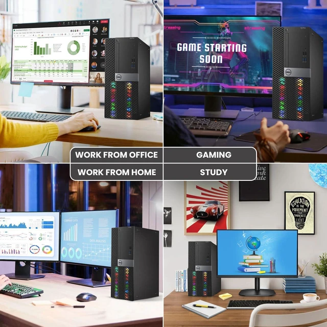 Alt view image 3 of 7 - Dell Gaming OptiPlex Desktop RGB Computer PC, Core i7-6700 up to 4.0GHz, GeForce GTX 1050 Ti 4GB GDDR5, 16GB RAM, 512GB SSD, WiFi, Windows 11 Pro