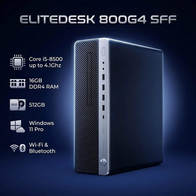 Alt view image 2 of 5 - HP EliteDesk 800G4 Small Form Factor Desktop Computer, Core i5-8500 up to 4.1GHz, 16GB DDR4, 512GB Solid State Drive, Windows 11 Pro