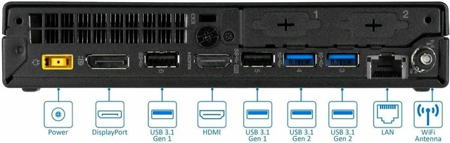 Alt view image 6 of 6 - Lenovo ThinkCentre M920Q Tiny Form Factor Desktop Computer, Core i5-8500T up to 3.5GHz, 16GB DDR4, 256GB Solid State Drive
