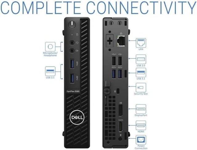 Alt view image 4 of 5 - Dell OptiPlex 3080 Mini Form Factor Desktop Computer, Core i5-10500T up to 3.8GHz, 32GB DDR4, 1TB Solid State Drive, Windows 11 Pro