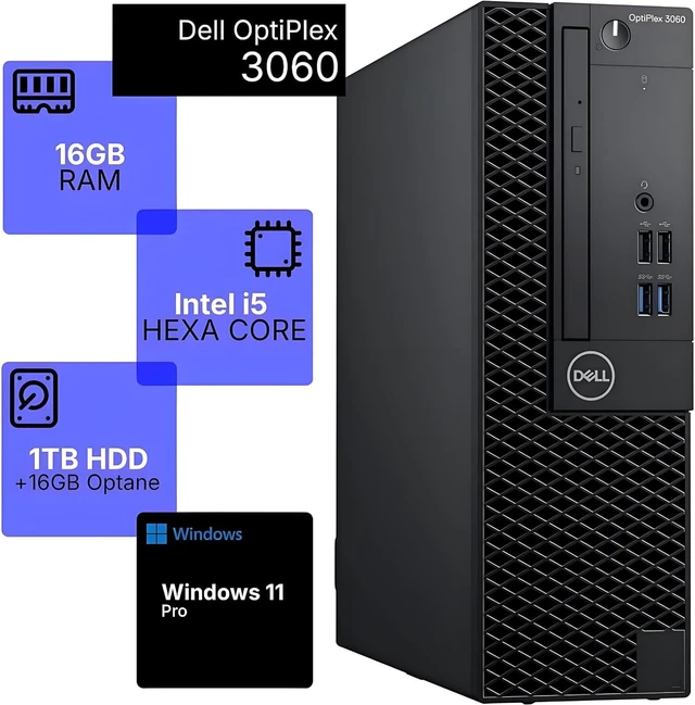Alt view image 2 of 5 - Dell OptiPlex 3060 Small Form Factor Desktop Computer, Core i5-8500 up to 4.1GHz, 16GB DDR4, 1TB Hard Drive, Windows 11 Pro