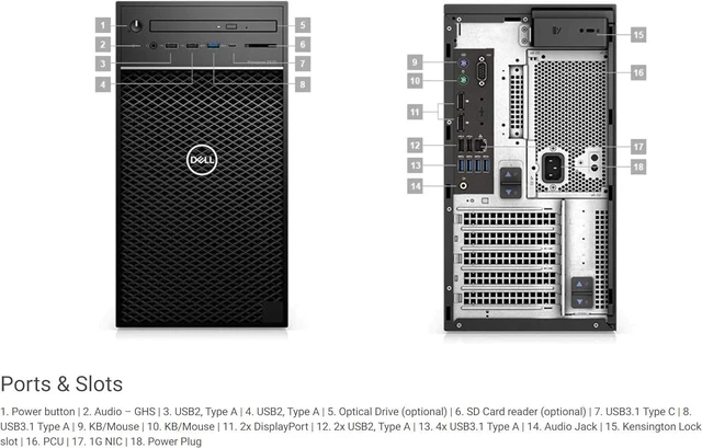 Alt view image 6 of 6 - Dell Precision 3630 Tower Desktop Computer, Core i7-8700 up to 4.6GHz, 32GB DDR4, 500GB Solid State Drive, Windows 11 Pro