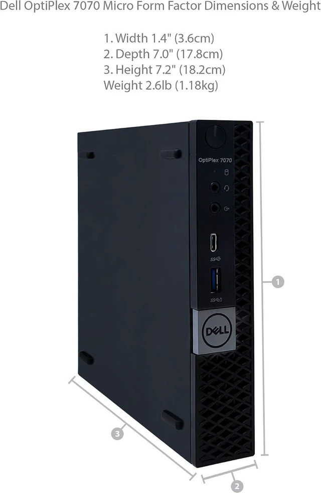 Alt view image 3 of 7 - Dell OptiPlex 7070 Mini Form Factor Desktop Computer, Core i7-9700T up to 4.3GHz, 16GB DDR4, 512GB Solid State Drive, Windows 11 Pro