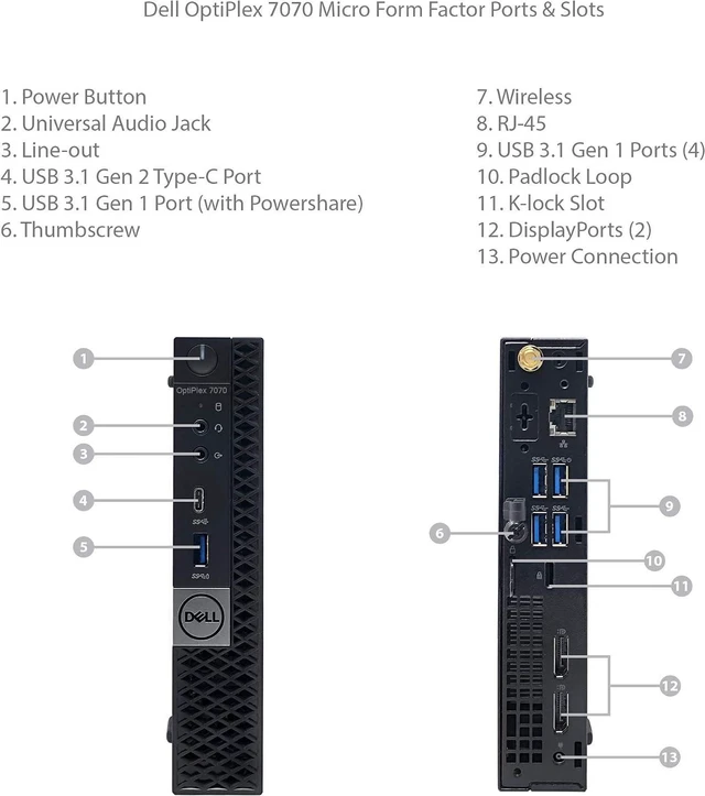Alt view image 6 of 7 - Dell OptiPlex 7070 Mini Form Factor Desktop Computer, Core i7-9700T up to 4.3GHz, 16GB DDR4, 512GB Solid State Drive, Windows 11 Pro