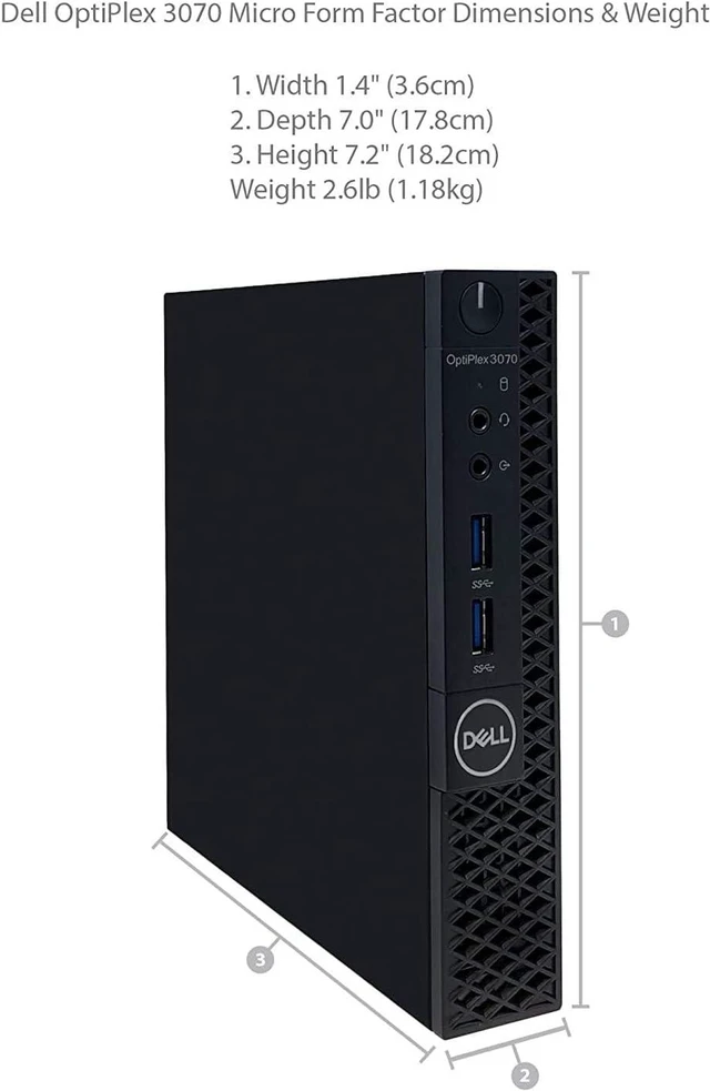 Alt view image 2 of 7 - Dell OptiPlex 3070 Mini Form Factor Desktop Computer, Core i3-9100T up to 3.7GHz, 8GB DDR4, 256GB Solid State Drive