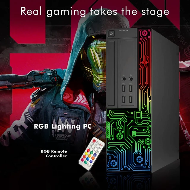 Alt view image 4 of 5 - Dell Gaming OptiPlex Desktop RGB Computer PC, Core I5 up to 3.6GHz, GeForce GT 1030 2GB GDDR5, 16GB RAM, 512GB SSD, 24 Inch HDMI Monitor, Keyboard Mouse and Headset, WiFi, Windows 11 Pro