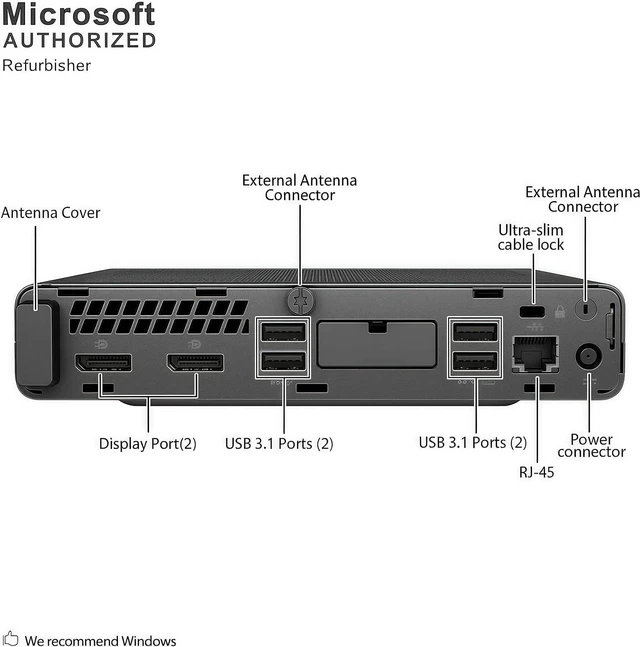 Alt view image 3 of 7 - HP EliteDesk 800G4 Mini Form Factor Desktop Computer, Core i5-8500T up to 3.5GHz, 8GB DDR4, 256GB Solid State Drive, Windows 11 Pro