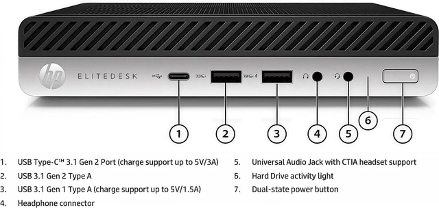 Alt view image 2 of 7 - HP EliteDesk 800G4 Mini Form Factor Desktop Computer, Core i5-8500T up to 3.5GHz, 8GB DDR4, 256GB Solid State Drive, Windows 11 Pro