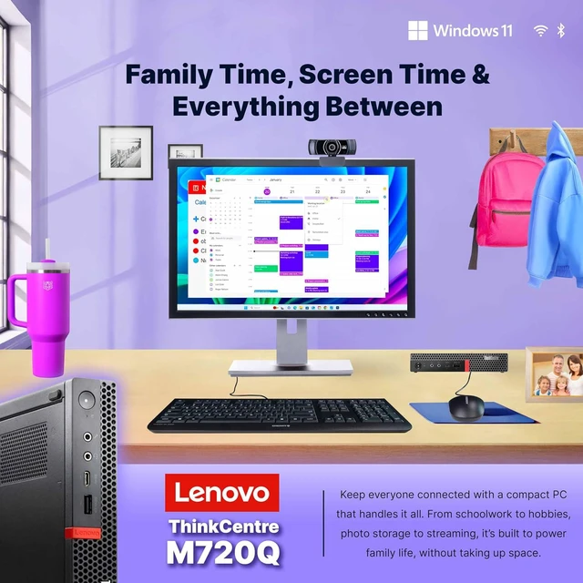 Alt view image 7 of 7 - Lenovo ThinkCentre M720Q Tiny Form Factor Desktop Computer, Core i5-8400T up to 3.3GHz, 16GB DDR4, 500GB Solid State Drive, Windows 11 Pro