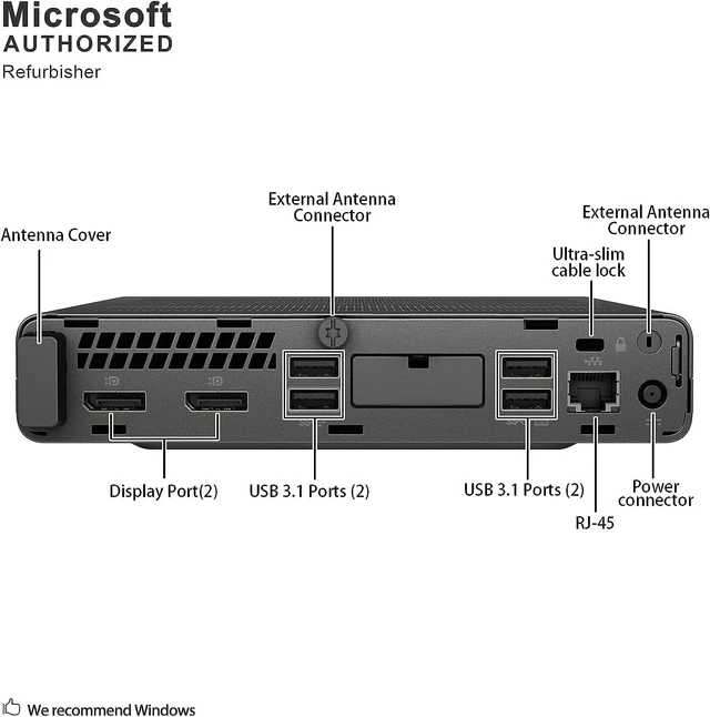 Alt view image 3 of 6 - HP EliteDesk 800G4 Mini Form Factor Desktop Computer, Core i5-8500T up to 3.5GHz, 16GB DDR4, 256GB Solid State Drive