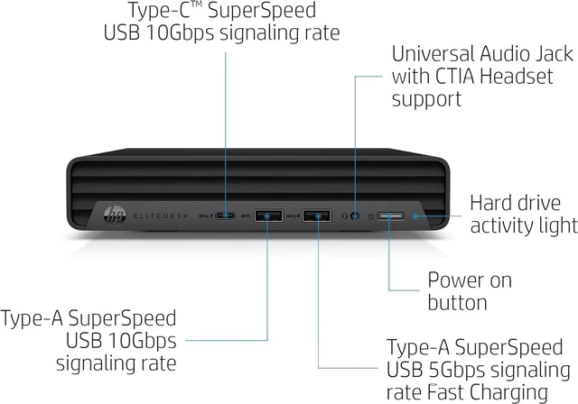 Alt view image 2 of 7 - HP EliteDesk 800G6 Mini Form Factor Desktop Computer, Core i5-10500T up to 3.8GHz, 16GB DDR4, 256GB Solid State Drive, Windows 11 Pro