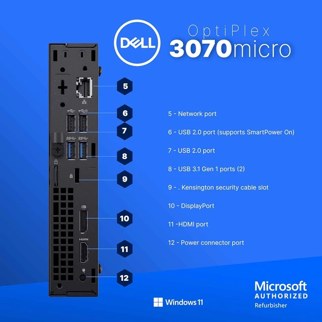Alt view image 3 of 7 - Dell OptiPlex 3070 Mini Form Factor Desktop Computer, Core i5-9500 up to 4.4GHz, 32GB DDR4, 1TB Solid State Drive, Windows 11 Pro