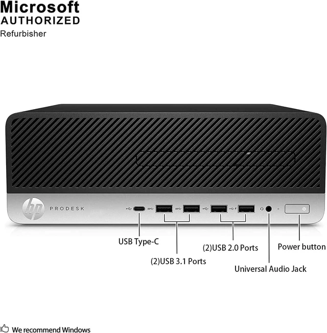 Alt view image 3 of 7 - HP EliteDesk 800G4 Small Form Factor Desktop Computer, Core i5-8500 up to 4.1GHz, 8GB DDR4, 256GB Solid State Drive, Windows 11 Pro