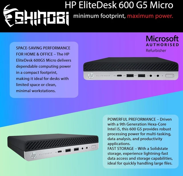 Alt view image 2 of 6 - HP ProDesk 600G5 Mini Form Factor Desktop Computer, Core i5-9500T up to 3.7GHz, 8GB DDR4, 256GB Solid State Drive, Windows 11 Pro