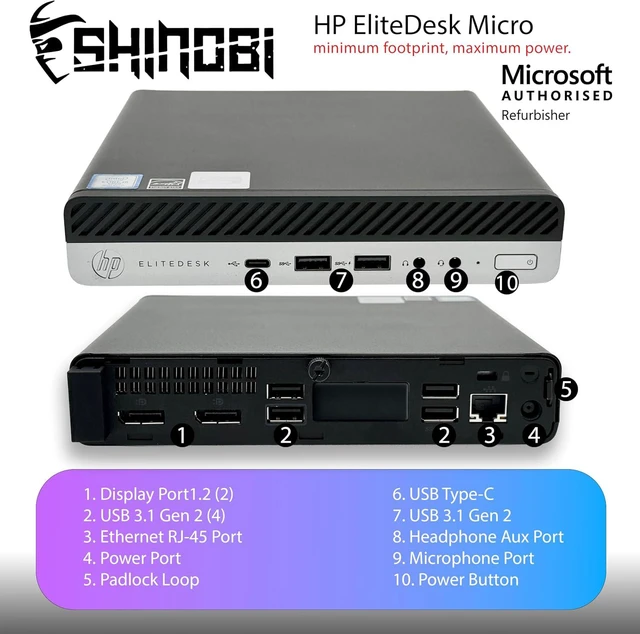 Alt view image 3 of 6 - HP ProDesk 600G5 Mini Form Factor Desktop Computer, Core i5-9500T up to 3.7GHz, 8GB DDR4, 256GB Solid State Drive, Windows 11 Pro