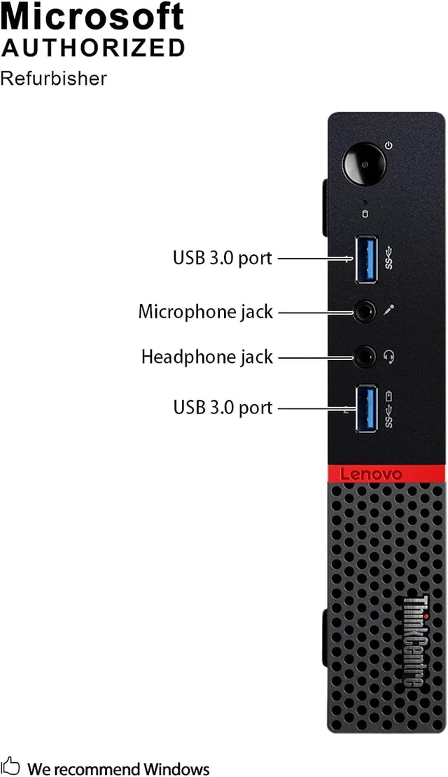 Alt view image 2 of 7 - Lenovo ThinkCentre M900 Tiny Form Factor Desktop Computer, Core i5-6500T up to 3.1GHz, 16GB DDR4, 256GB Solid State Drive, Windows 11 Pro