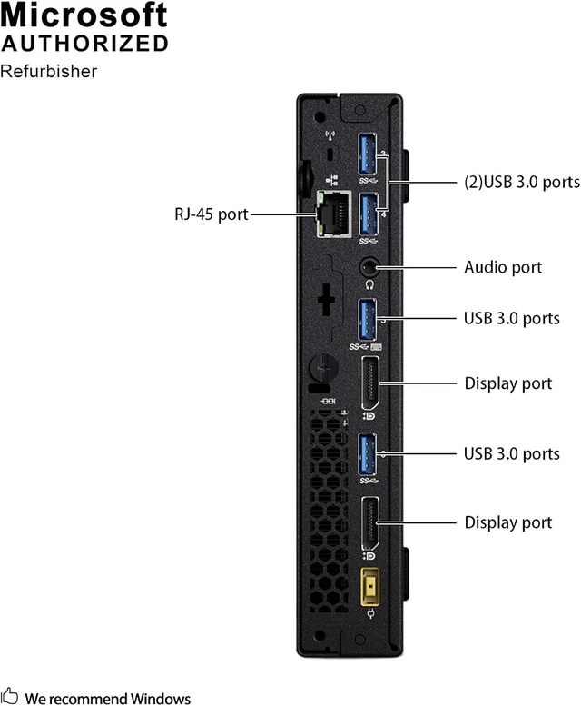 Alt view image 3 of 7 - Lenovo ThinkCentre M900 Tiny Form Factor Desktop Computer, Core i5-6500T up to 3.1GHz, 16GB DDR4, 256GB Solid State Drive, Windows 11 Pro