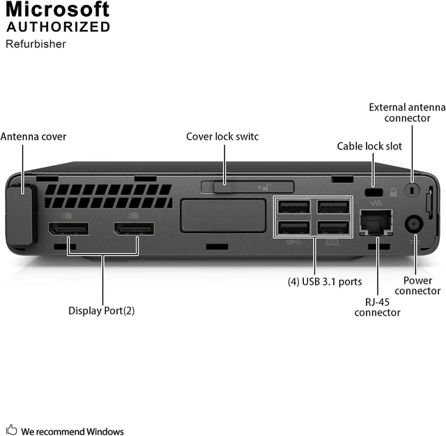 Alt view image 5 of 7 - HP ProDesk 600G3 Mini Form Factor Desktop Computer, Core i5-6500T up to 3.1GHz, 8GB DDR4, 256GB Solid State Drive