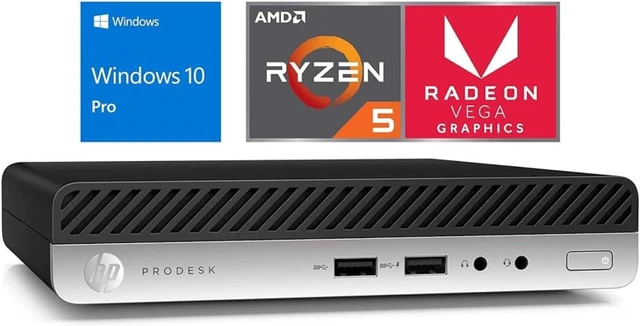 Alt view image 2 of 5 - HP EliteDesk 705G4 Mini Form Factor Desktop Computer, Ryzen5 up to 3.8GHz, 8GB DDR4, 256GB Solid State Drive, Windows 11 Pro