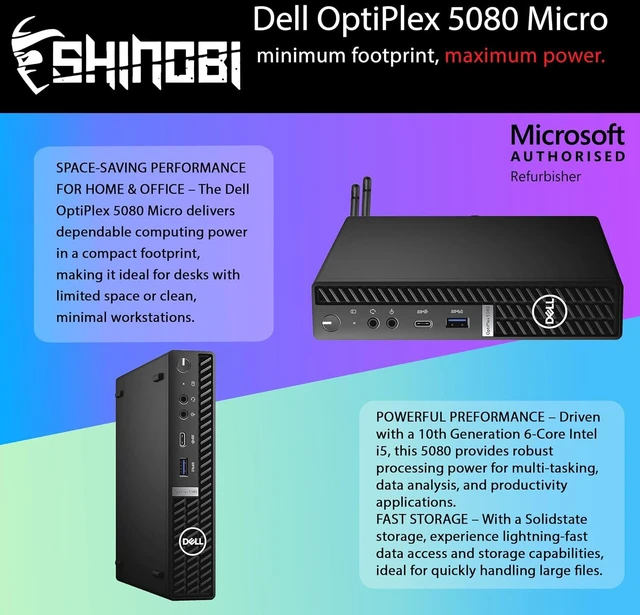 Alt view image 3 of 7 - Dell OptiPlex 5080 Mini Form Factor Desktop Computer, Core i5-10500T up to 3.8GHz, 32GB DDR4, 1TB Solid State Drive, Windows 11 Pro